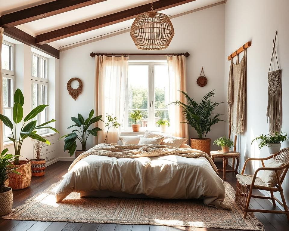 Interieur inspiratie Scandinavisch-Bohemian slaapkamer