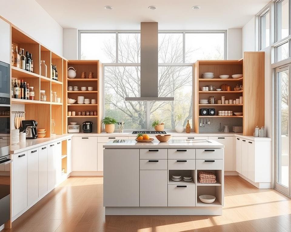 Wat zijn slimme manieren om ruimte te besparen in de keuken?