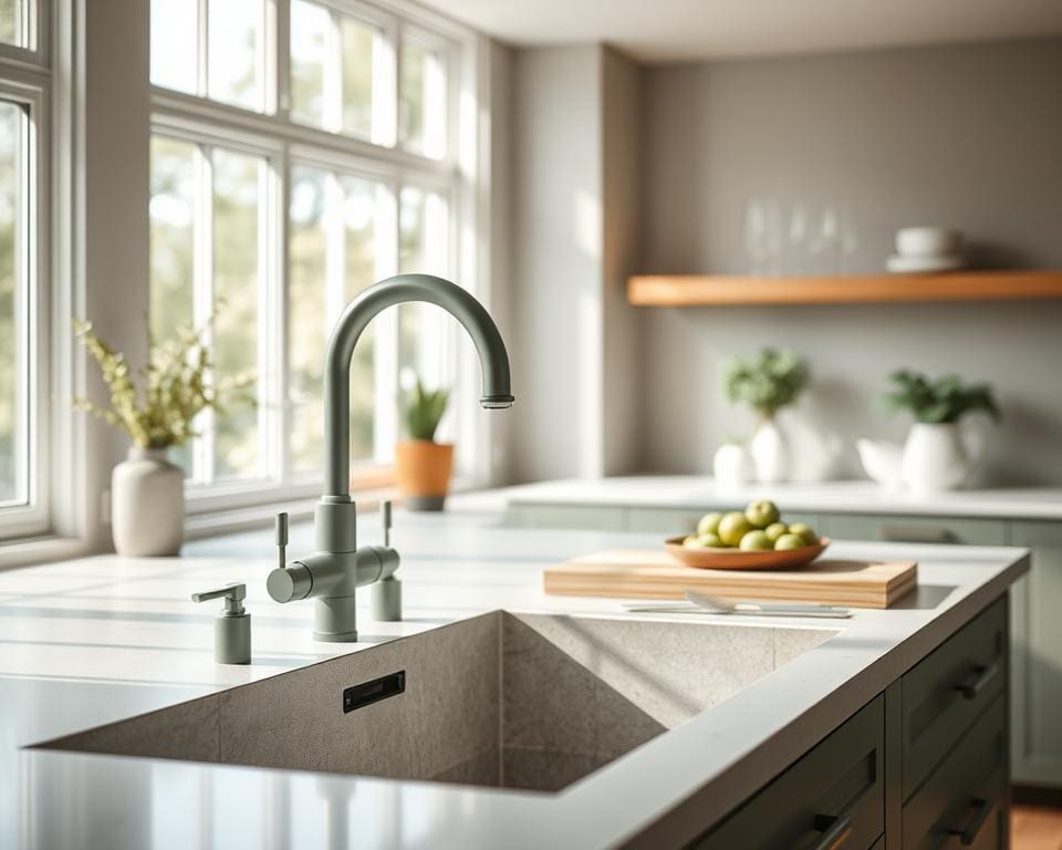 Wat zijn groene keuzes voor keukenkraan en spoelbak?