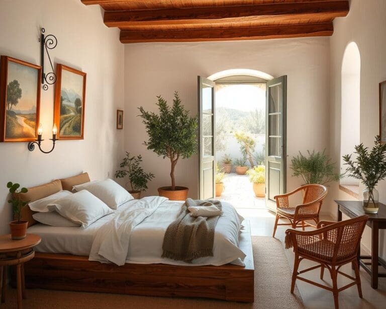 Inspiratie voor een lichte mediterrane slaapkamer