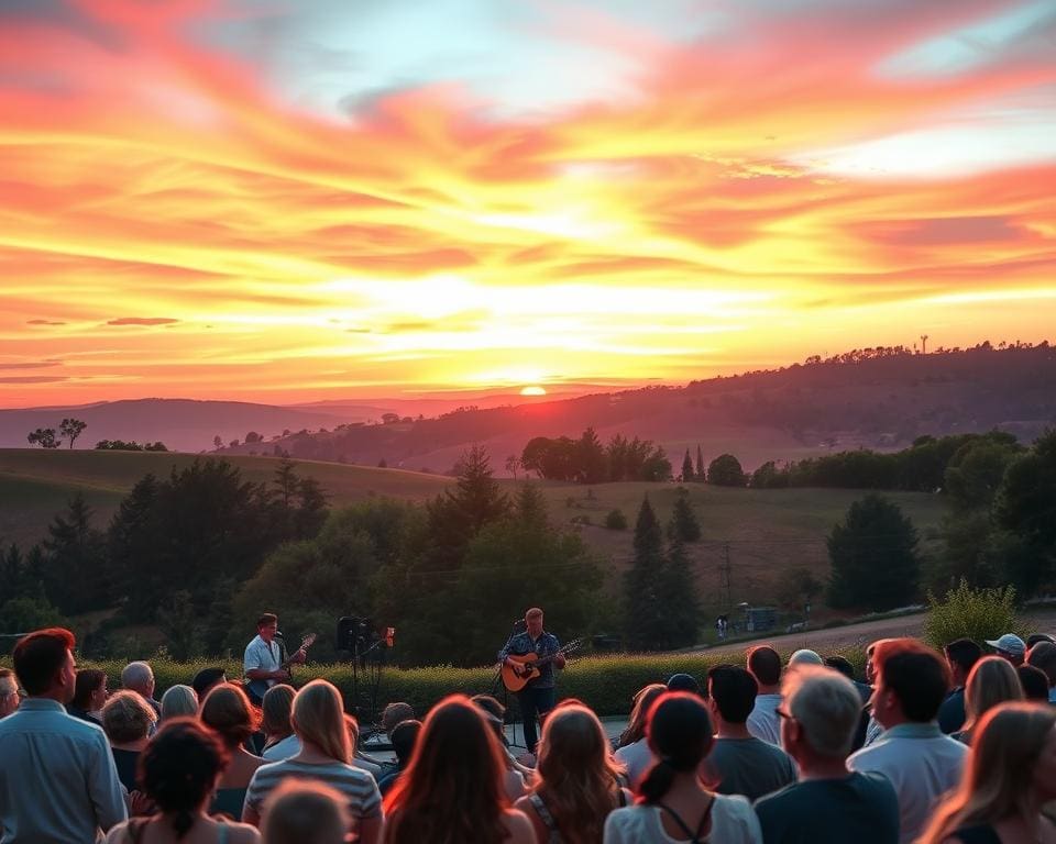 zonsondergang en emotionele muziek