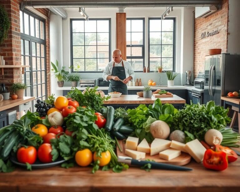 Koken met lokale producten in een kookstudio